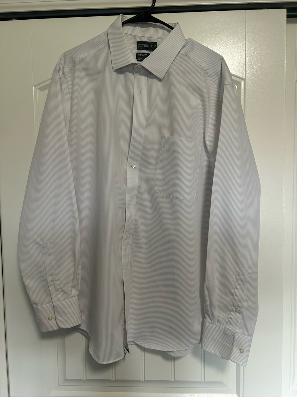 Covington Men's White with Light Gray Pinstripe Dress Shirt